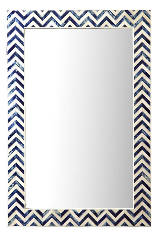 Chevron Indigo Bone Wall Mirror