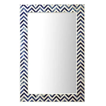 Chevron Indigo Bone Wall Mirror