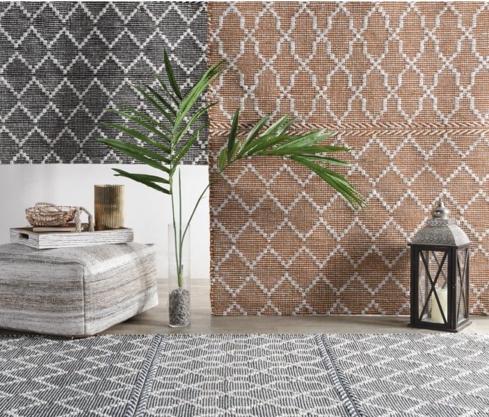 Classic Home Floor Cushions PERFORMANCE PLATEAU SAND MULTI POUF