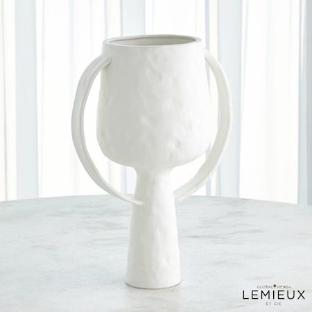 Aquitaine Vase-Matte White-Lg
