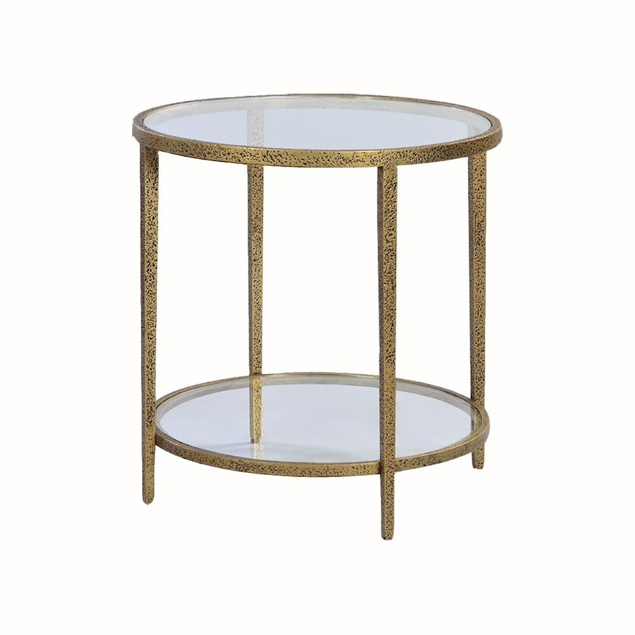 Oliver Home Furnishings End/ Side Tables ROUND GOLD LEAF SIDE TABLE