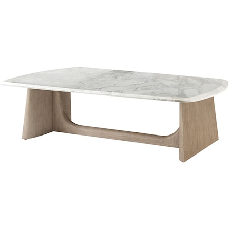 Repose Wooden Coffee Table With Marble Top