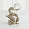 Global Views Sculptures by Global Views Dragon Holding Sphere-Silver Leaf