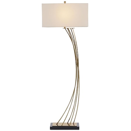 Cambered Brass Floor Lamp