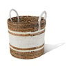 Ibolili Baskets and Sets BANANA LEAF BASKET W/ WHITE CENTER, RND- S/3