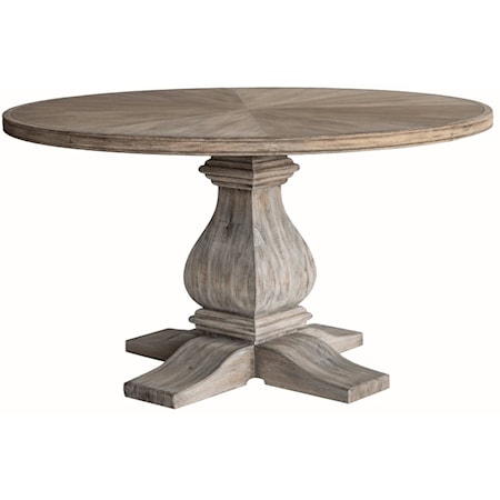 ROUND PEDESTAL DINING TABLE- WEATHERED