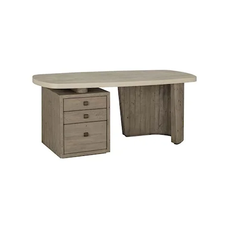 ANGUS 70" DESK DISTRESSED GRAY/ANTIQUE WHITE