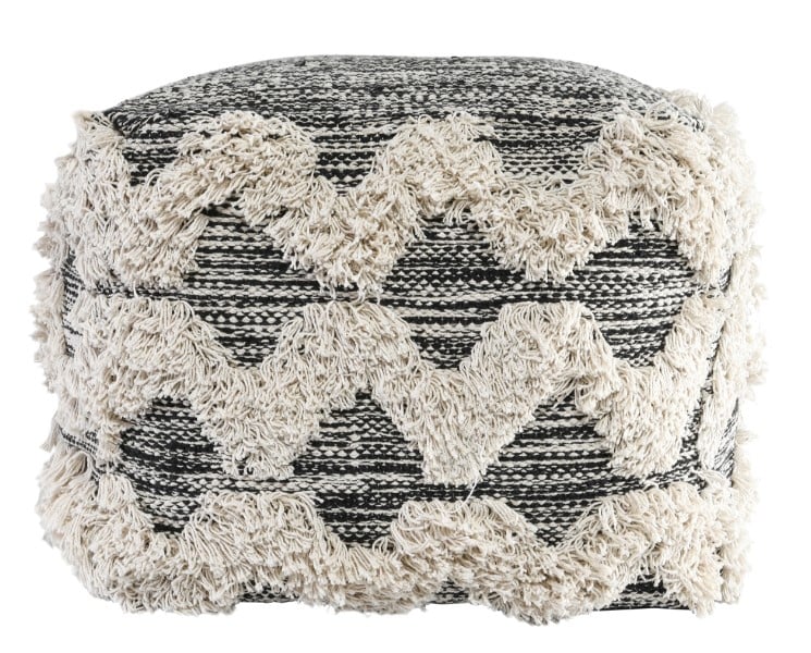 Classic Home Floor Cushions MAEVE BLACK/IVORY POUF