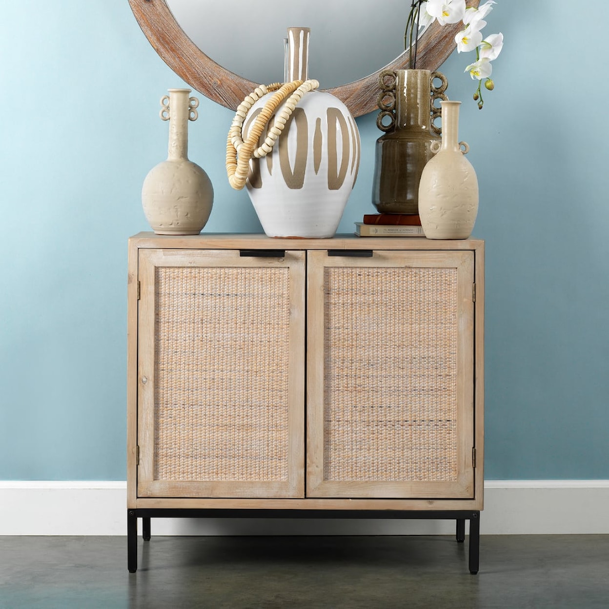 Jamie Young Co. Coastal Furniture REED 2 DOOR ACCENT CABINET