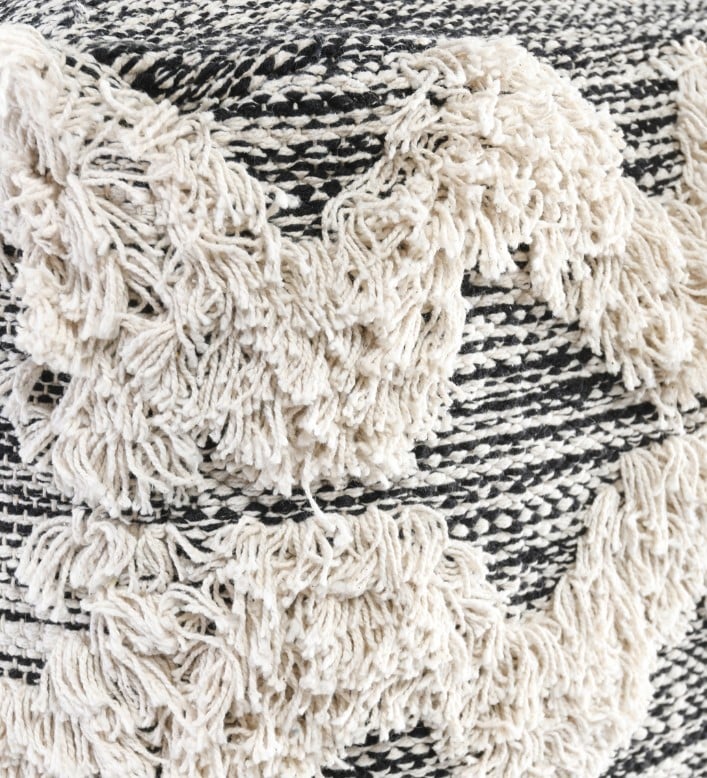 Classic Home Floor Cushions MAEVE BLACK/IVORY POUF