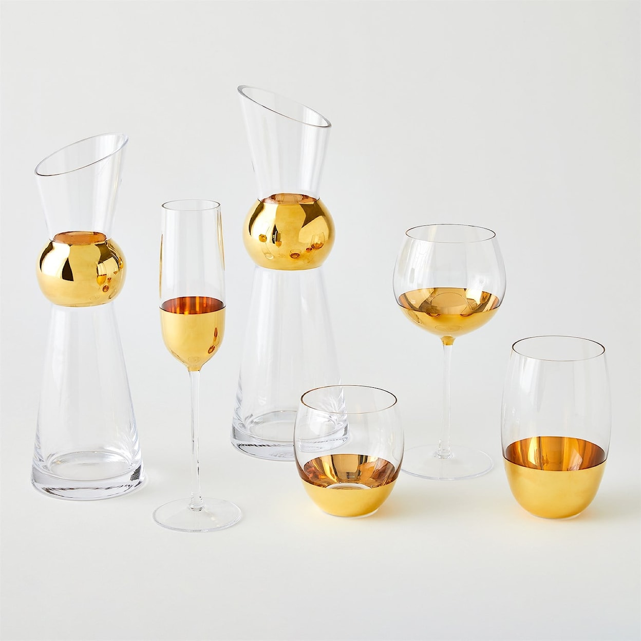 Global Views Glass Ware (Food Grade) Metallic Orb Wine Glass-Gold