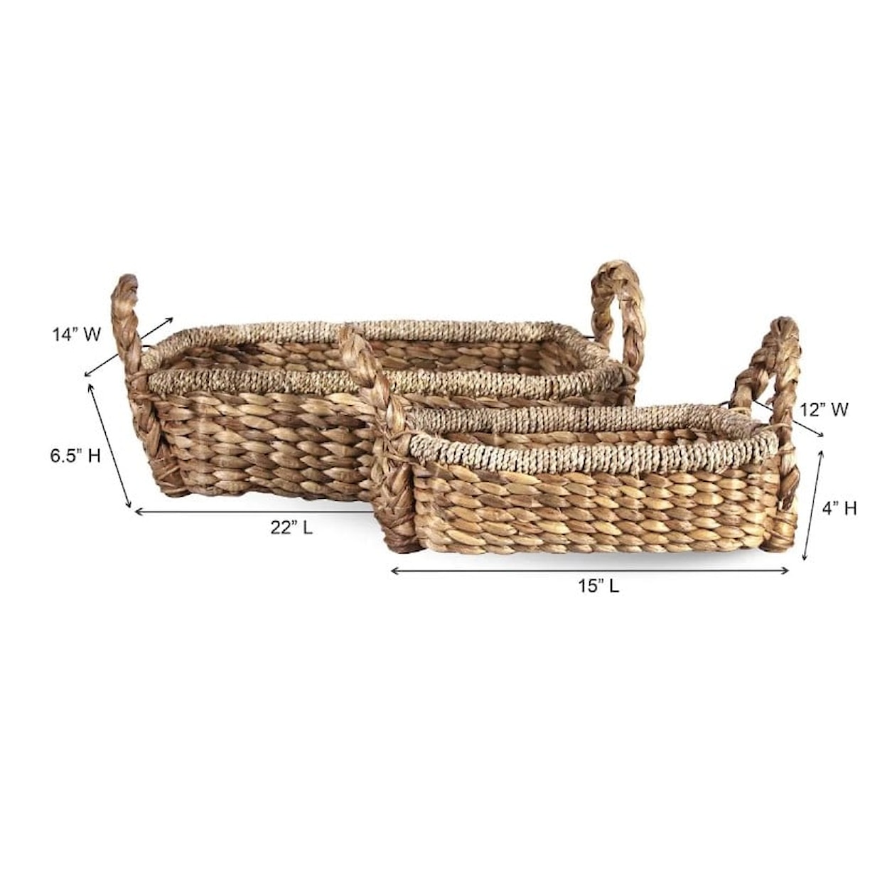 Ibolili Baskets and Sets BRAIDED WATER HYACINTH TRAY, RECT