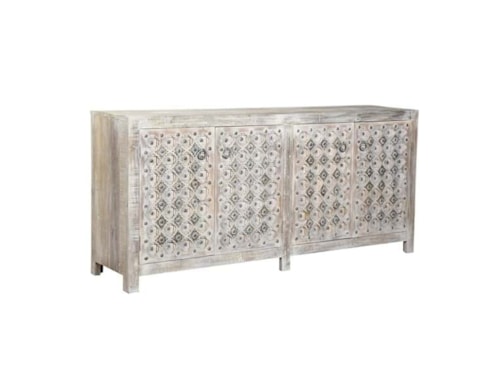 ALTA 4DR DIAMOND CARVING SIDEBOARD BLEACHED WHITE