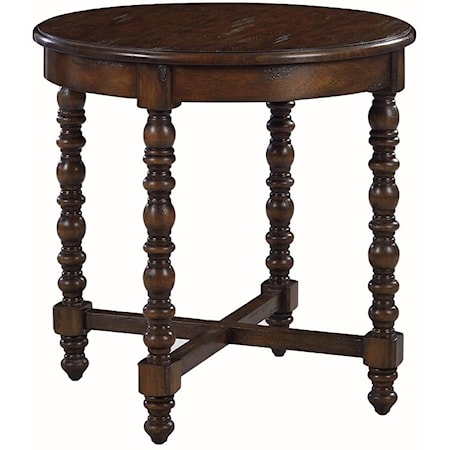 ROUND OGEE TOP, TURNED LEG SIDE TABLE