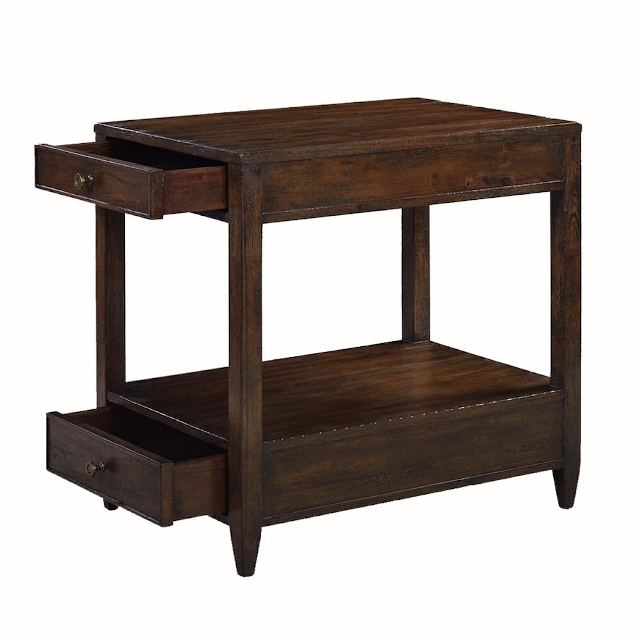 Oliver Home Furnishings End/ Side Tables NARROW, 2 DRAWER SIDE TABLE- COUNTRY