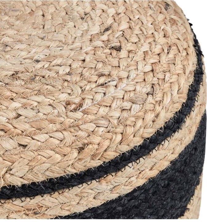 Classic Home Floor Cushions FARO JUTE NATURAL/BLACK POUF