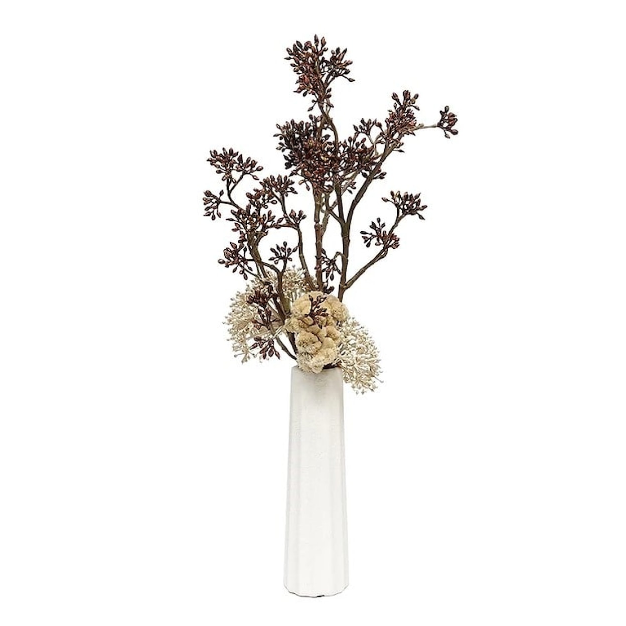The Ivy Guild Florals Tall Fluted Vase w/ Brown/Beige Skimmia