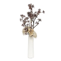 Tall Fluted Vase w/ Brown/Beige Skimmia