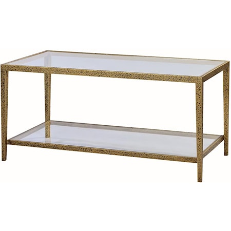 RECT. GLASS TOP COFFEE TABLE- GOLD LEAF