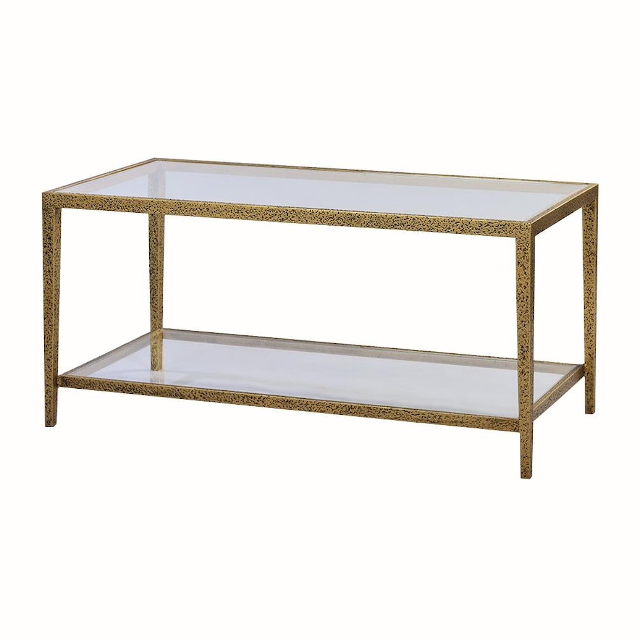 Oliver Home Furnishings Coffee Tables RECT. GLASS TOP COFFEE TABLE- GOLD LEAF