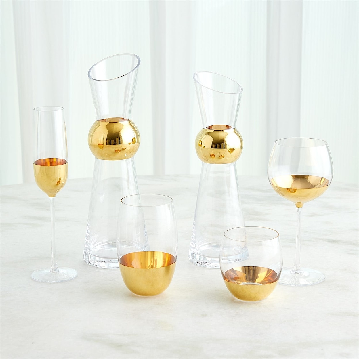 Global Views Glass Ware (Food Grade) Metallic Orb Highball Glass-Gold