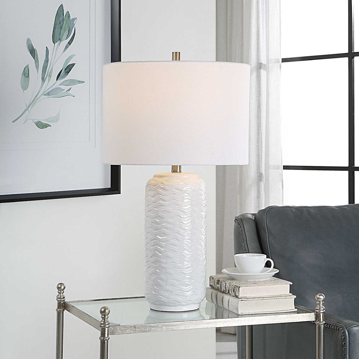 Uttermost Table Lamps WAVY TABLE LAMP, WHITE