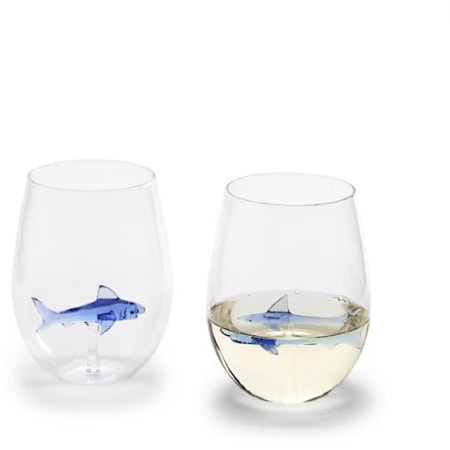 GREAT WHITE SHARK STEMLESS WINE GLASS