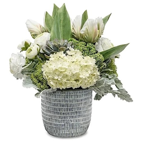 Parrot Tulip/White Floral Mix in Jupiter Pot