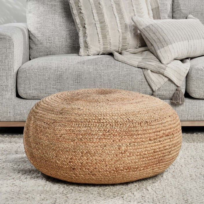 Classic Home Floor Cushions BRAGA JUTE NATURAL POUF