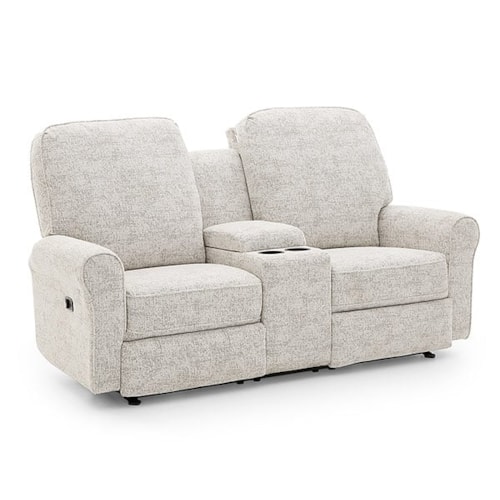 Transitional Power Reclining Space Saver Loveseat with Console