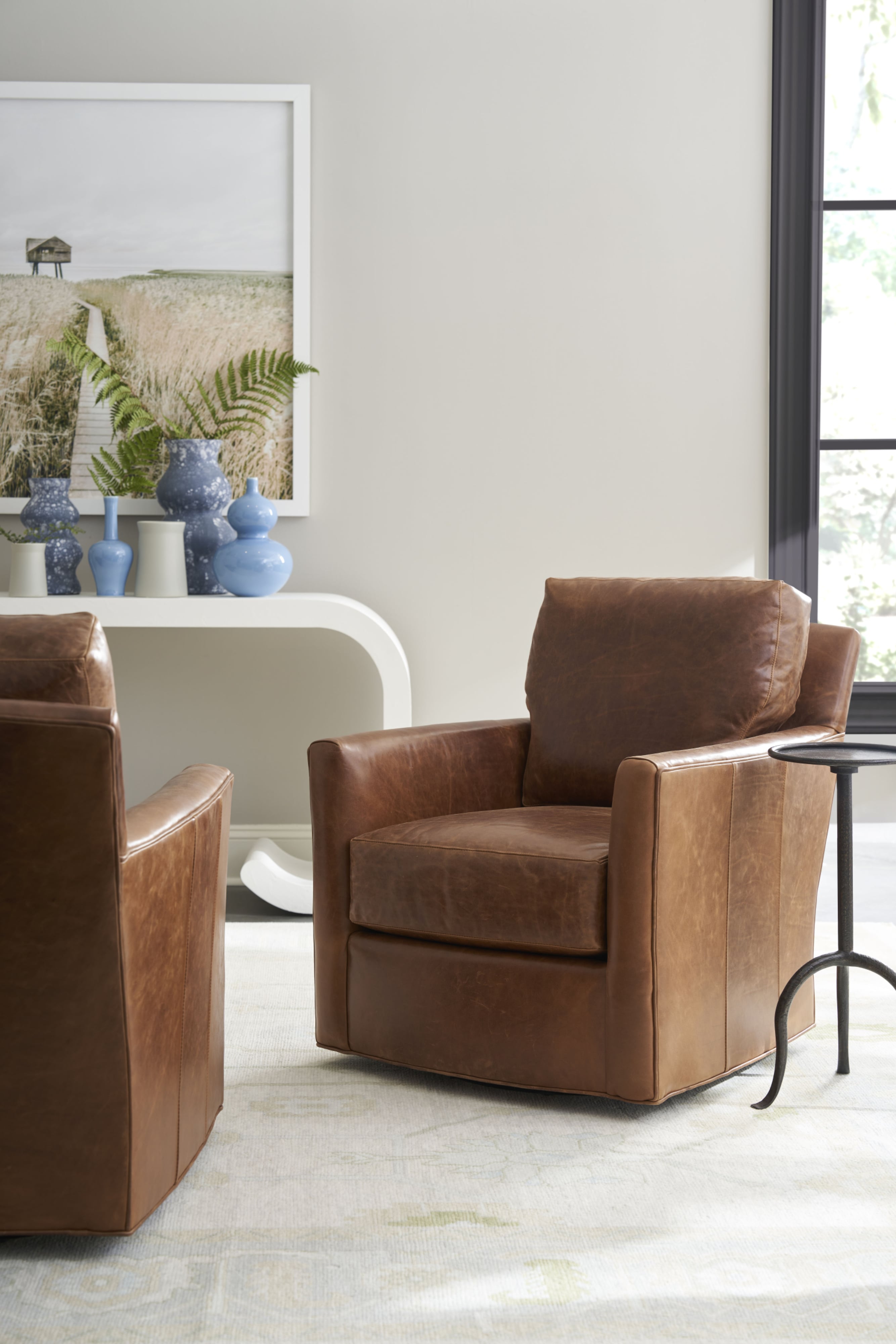 C.R. Laine Murphey Murphey Leather Swivel  Chair