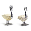 Two's Company Coastal Chic Swan Sculptures with Silver Leaf Finish