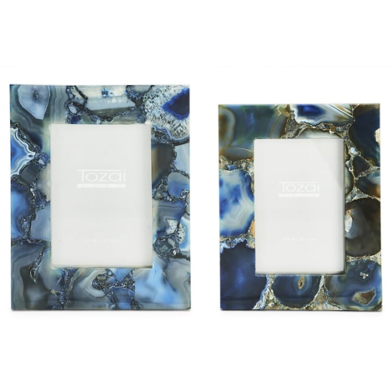 Two's Company Out Of The Blues Blue Agate S/2 Photo Frame W/ Gift Box