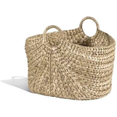 BRAIDED WATER HYACINTH BASKET, OVAL