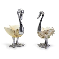 Swan Sculptures with Silver Leaf Finish