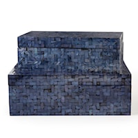 Midnight Blue Set of 2 Shimmering Decorative Covered Boxes