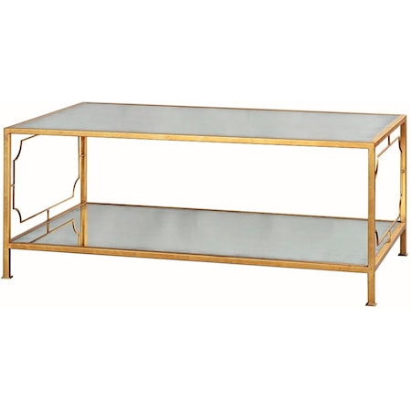 ANTIQUE MIRROR TOP COFFEE TABLE- GOLD