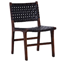 Dale Dining Chair in Black Leather/Dark Brown Frame