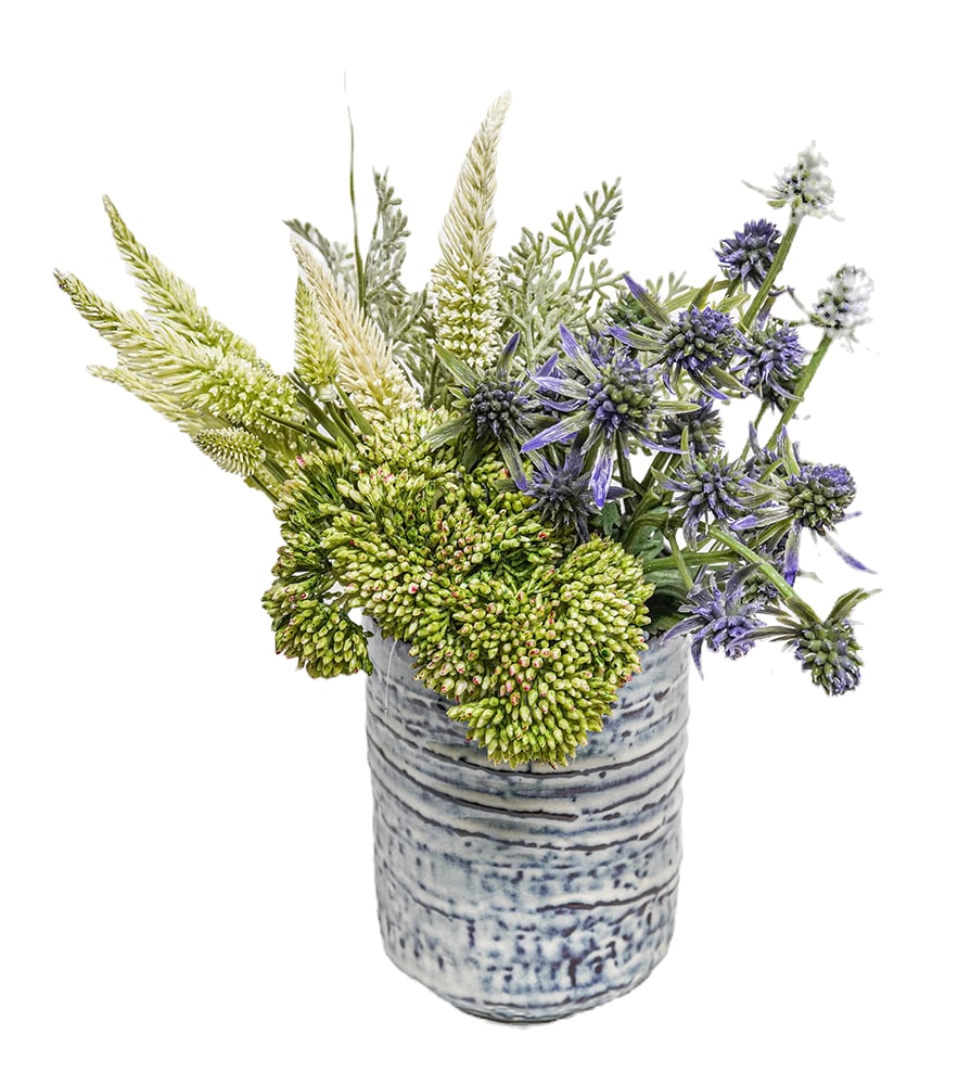THISTLE/SEDUM WHITEWASH VASE