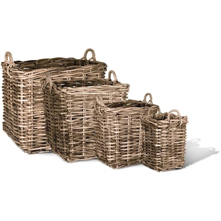 SAINT TROPEZ RATTAN BASKET, SQ- S/4