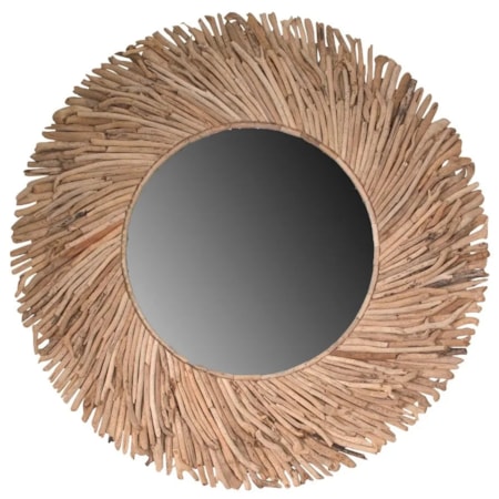 Cascade Driftwood Sunburst Wall Mirror, Larg