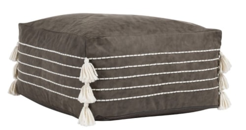 EZEKIEL VEGAN LEATHER HICKORY POUF
