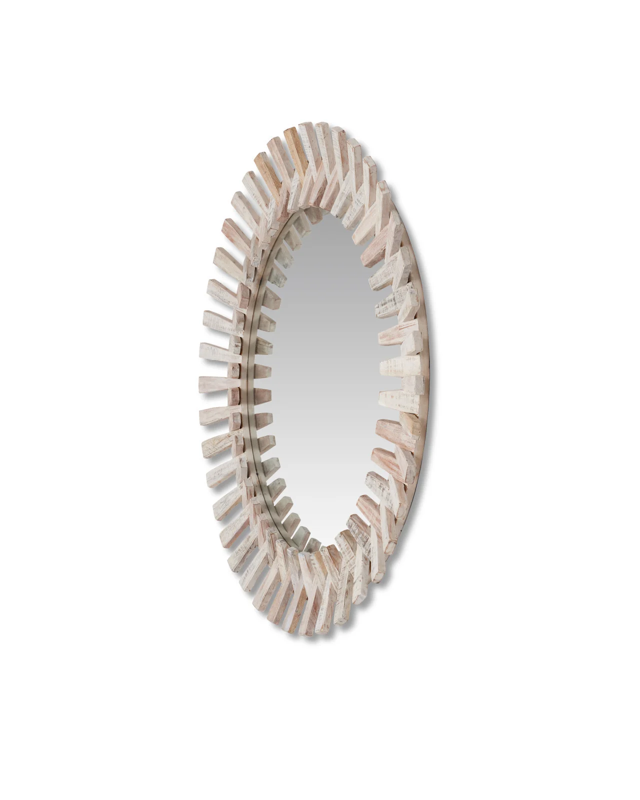 Currey & Co DIZA COLLECTION Diza Round Whitewash Mirror