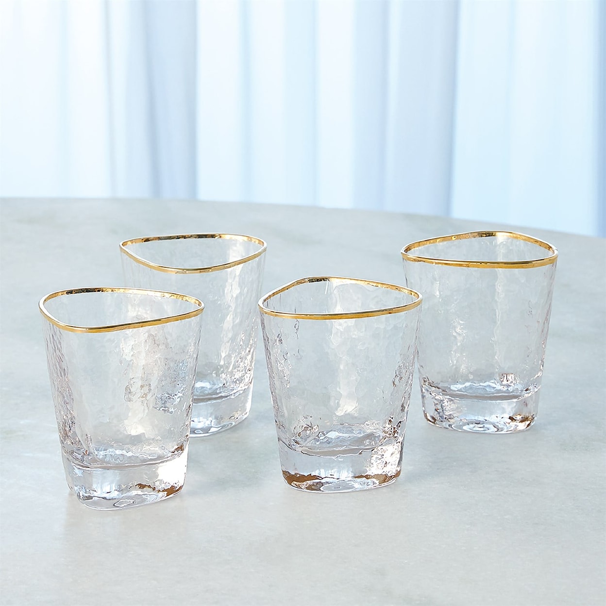 Global Views Glass Ware (Food Grade) S/4 HAMMERED WATER GLASSES