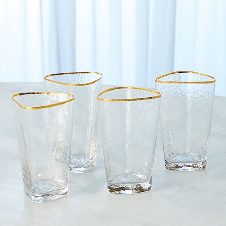 S/4 HAMMERED HIGH BALL GLASSES-CLEAR