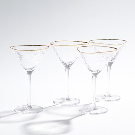 S/4 HAMMERED MARTINI GLASSES