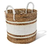 Ibolili Baskets and Sets BANANA LEAF BASKET W/ WHITE CENTER, RND- S/3