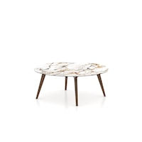 ROUND COFFEE TABLE W/ PORCELAIN SHELL TOP