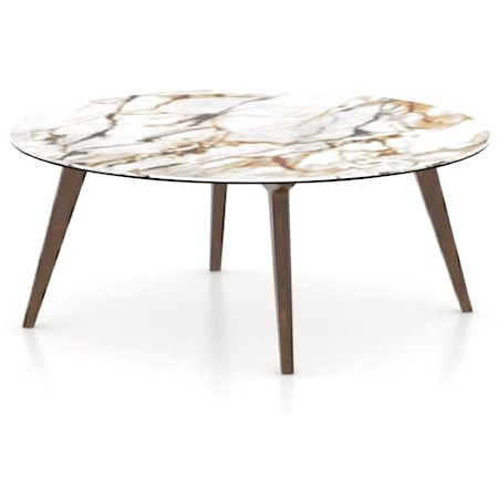 ROUND COFFEE TABLE W/ PORCELAIN SHELL TOP