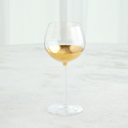 Metallic Orb Wine Glass-Gold